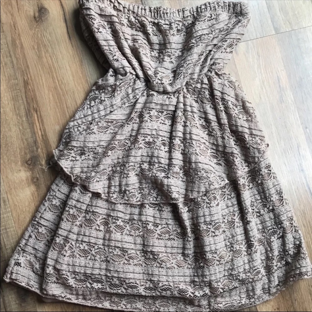 Beige strapless dress